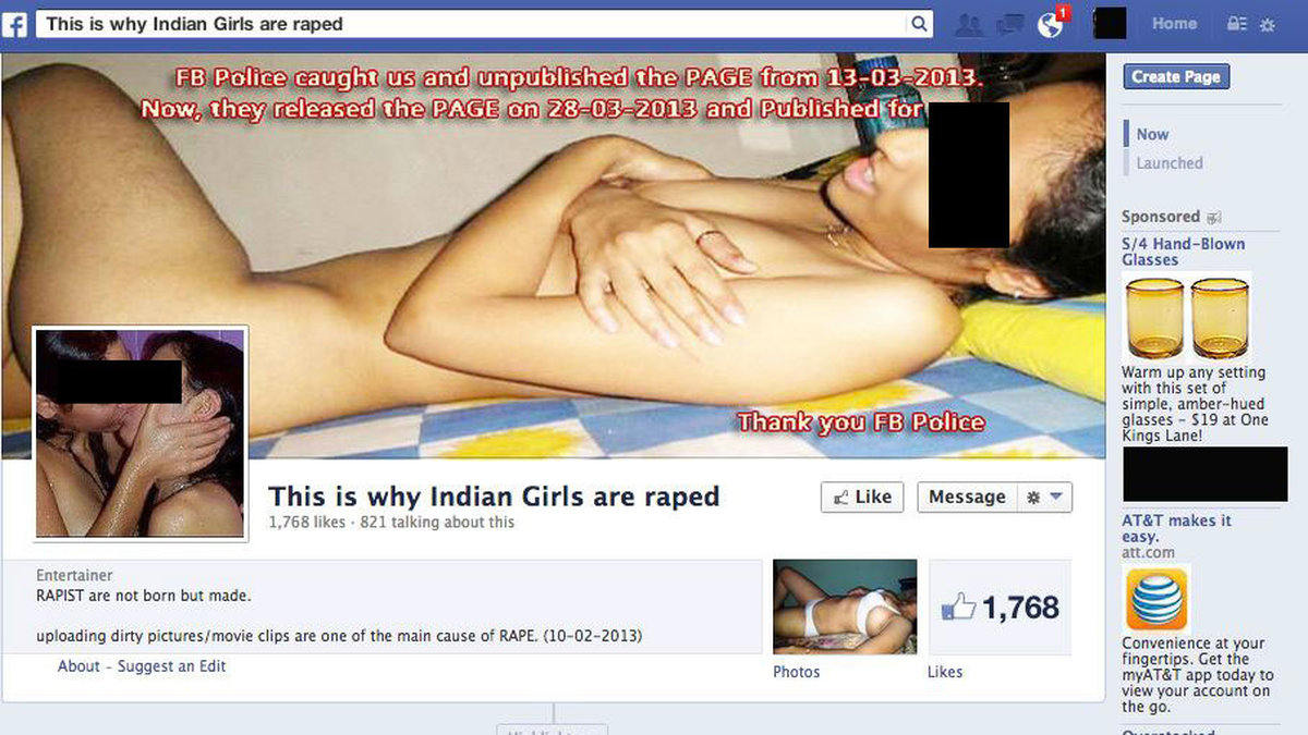 En Facebookgrupp startad för att "förklara" våldtäkter i Indien.