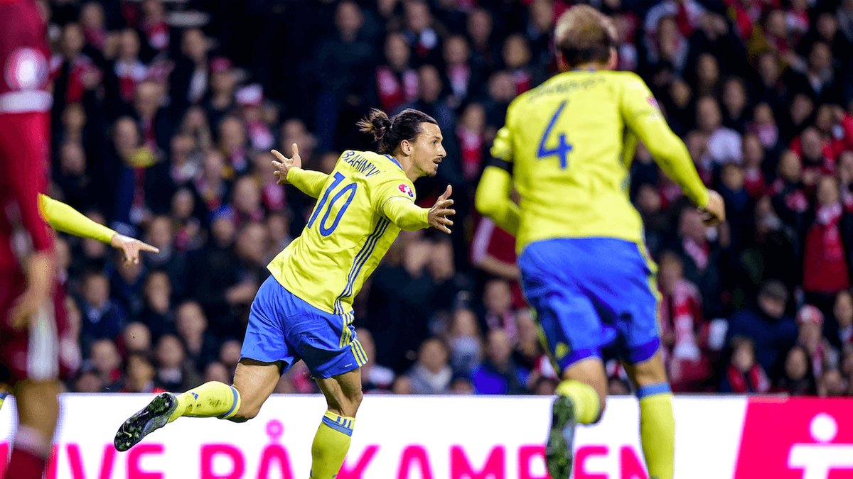Zlatan – gör mål på danskarna.