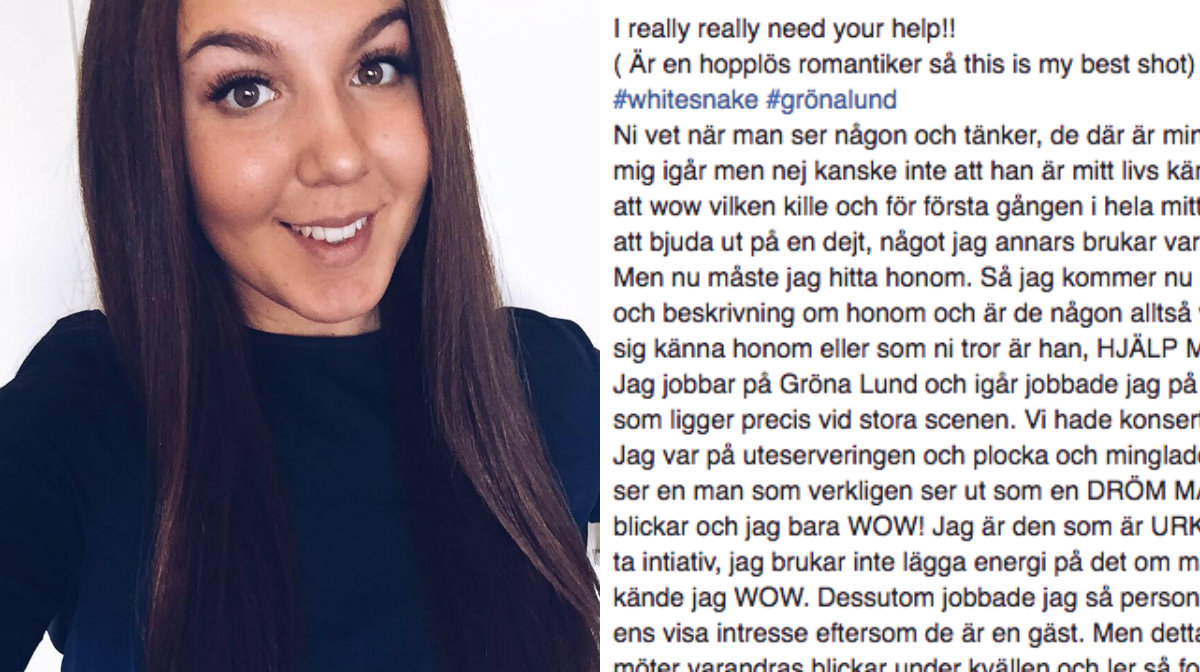 Efterlysning, kärlek, Gröna Lund, Facebook, Drömkille