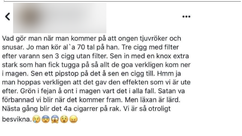 Man tvingar son snusa och röka Man tvingar son snusa och röka
