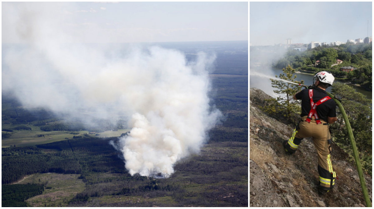 En skogsbrand sprider sig i Västmanland. 