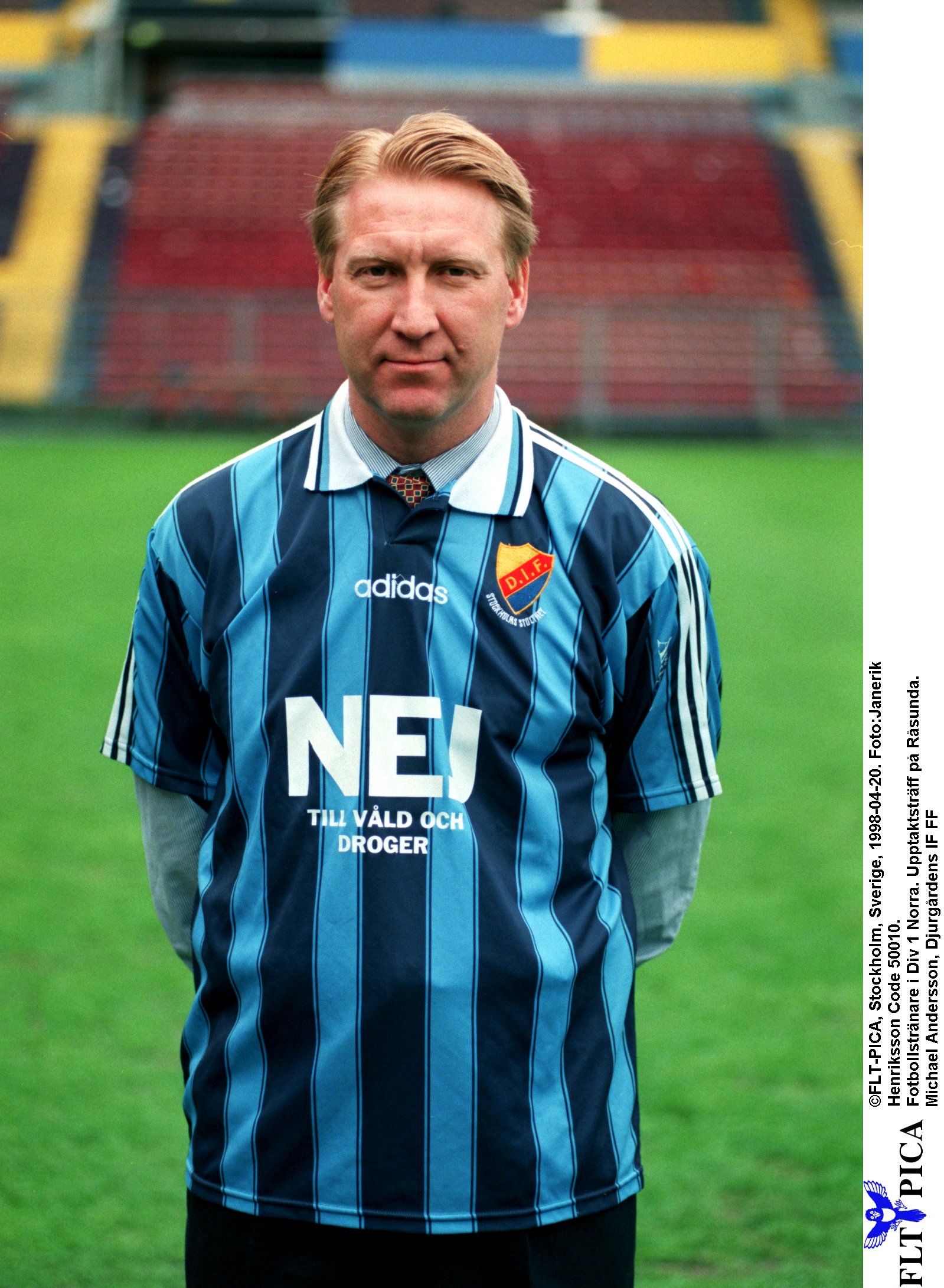 Här presenteras Michael Andersson som tränare för laget i division 1 norra - inför säsongen 1998.