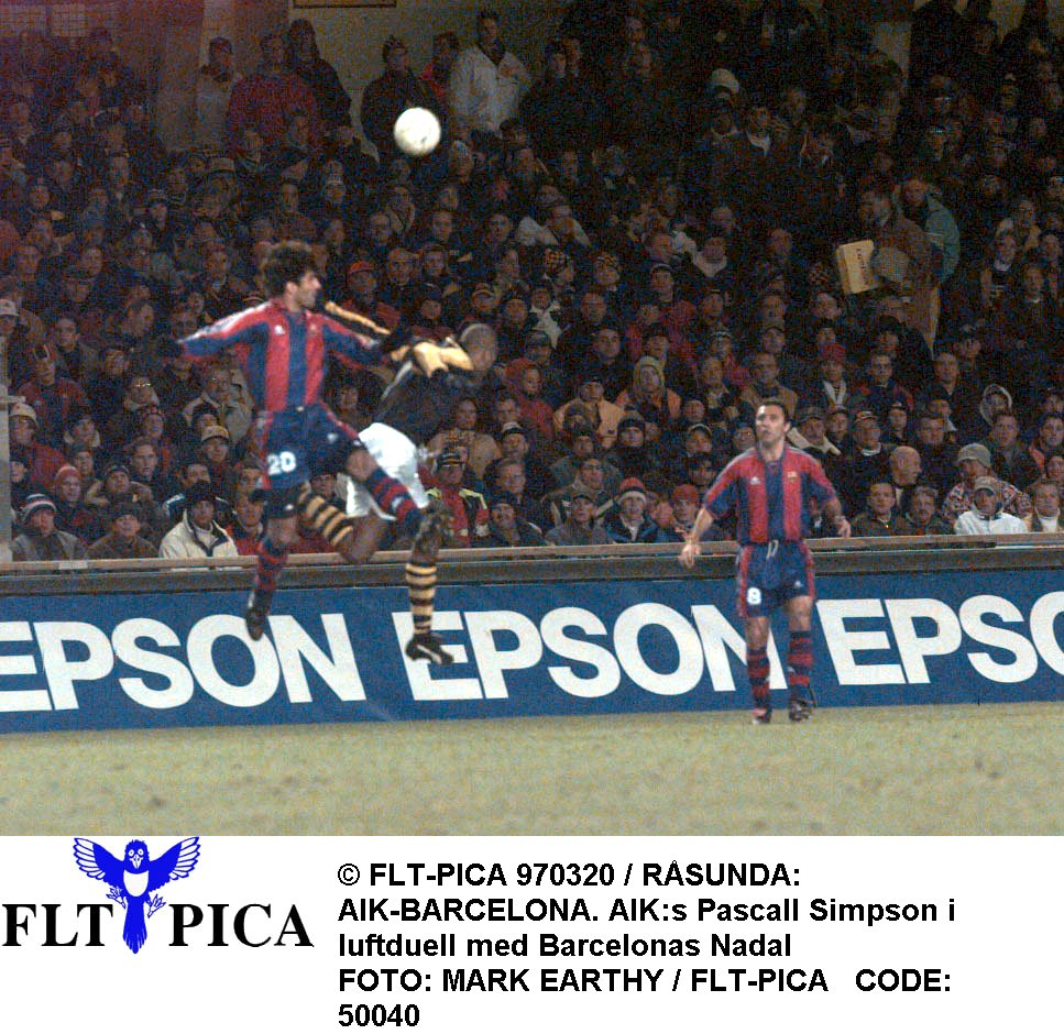Nej, det är inte "den matchen". Men AIK har ändå stångat sig blodiga mot Barcelona två gånger under de senaste åren. 1997 blev det 1-1 efter mål av ingen mindre än Pascal Simpson.
