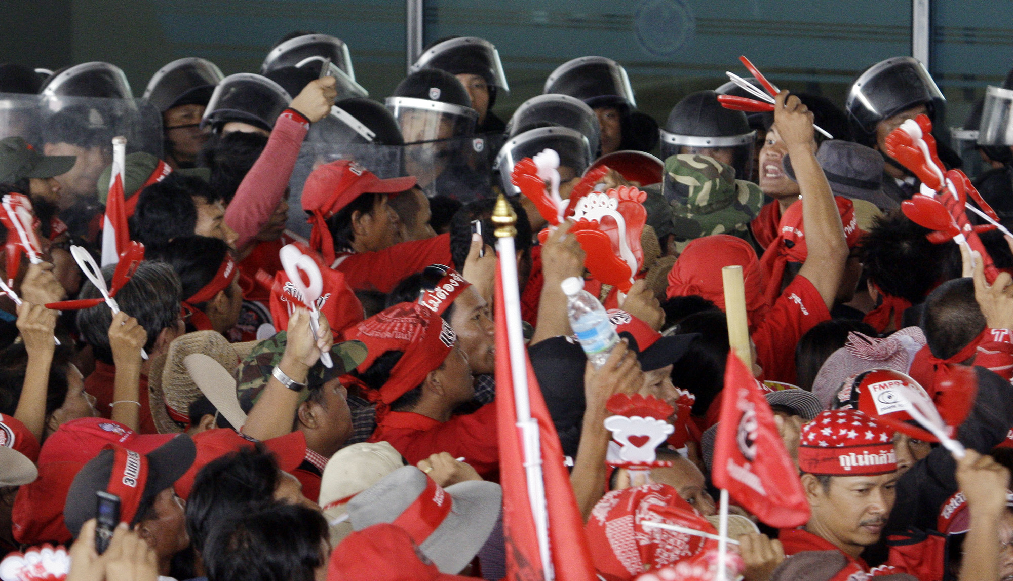 Protester, Demonstration, Röda skjortor, Thaksin Shinawatra, Thailand, Bangkok