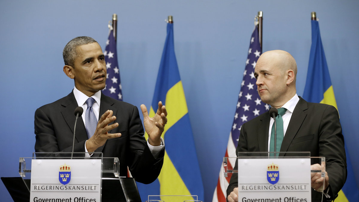 Moderaternas ledare, statsminister Fredrik Reinfeldt, tillsammans med USA:s president Barack Obama förra veckan.
