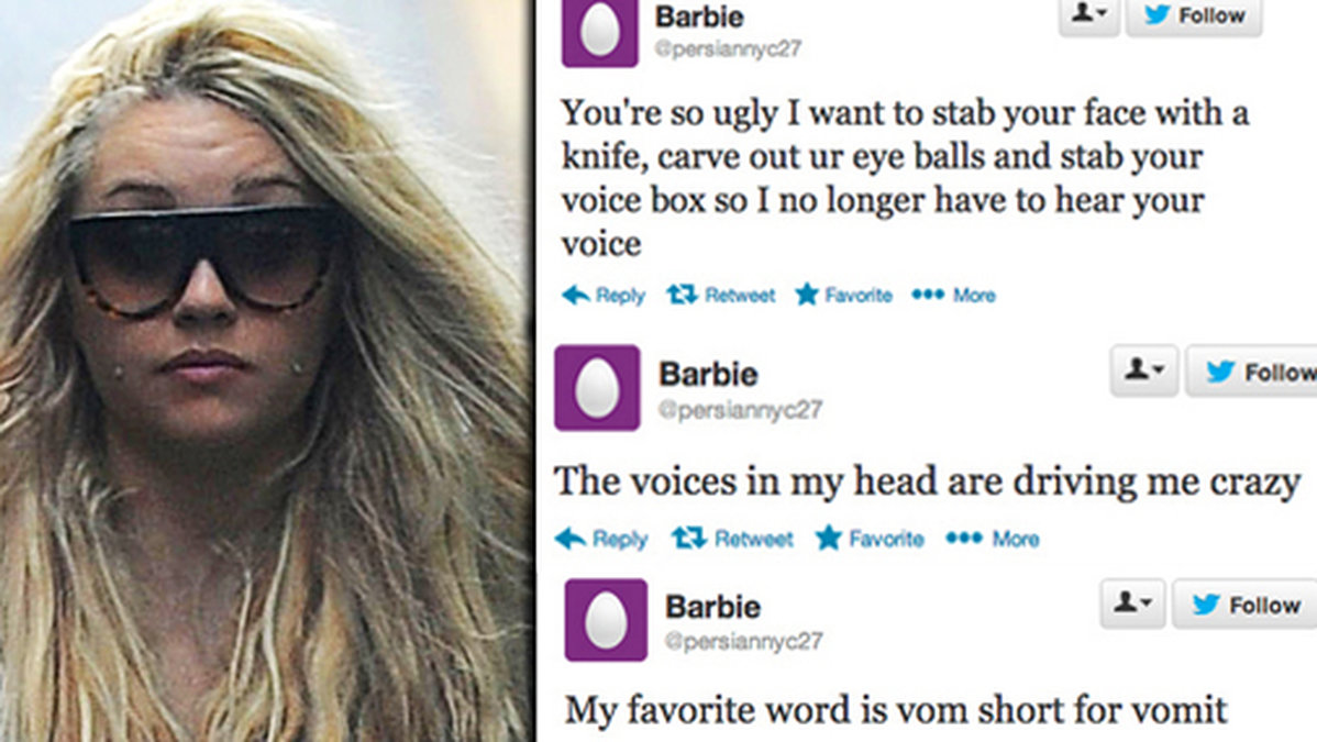 Under pseudonymen Barbie så skriver Amanda Bynes flera obehagliga tweets. 
