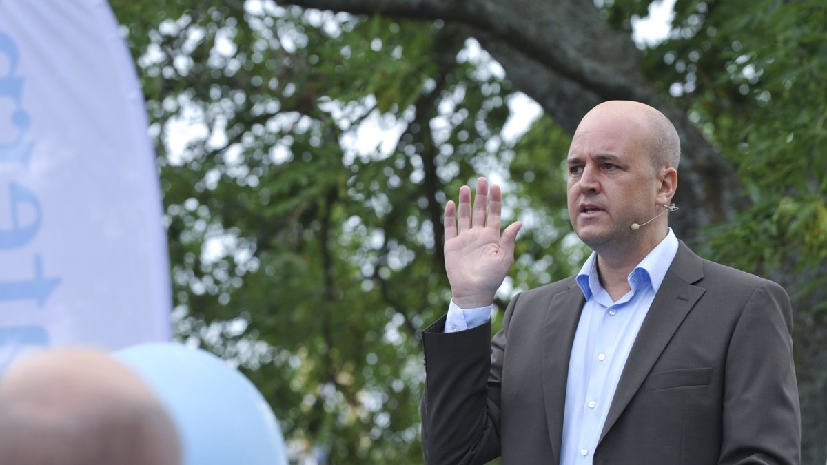 Fredrik Reinfeldt höll tal i Gustavsberg på lördagen. 