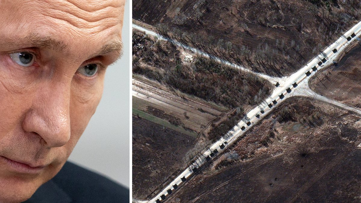 Vladimir Putin och den ryska konvojen.