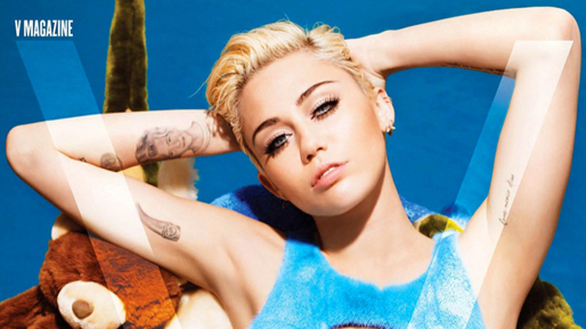 Miley Cyrus på omslaget till V. 