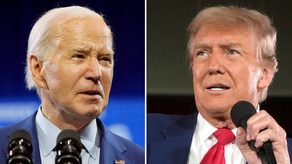 President Joe Biden (vänster) och den troliga presidentkandidaten Donald Trump kommer att mötas i två tv-sända debatter. Arkivbilder.