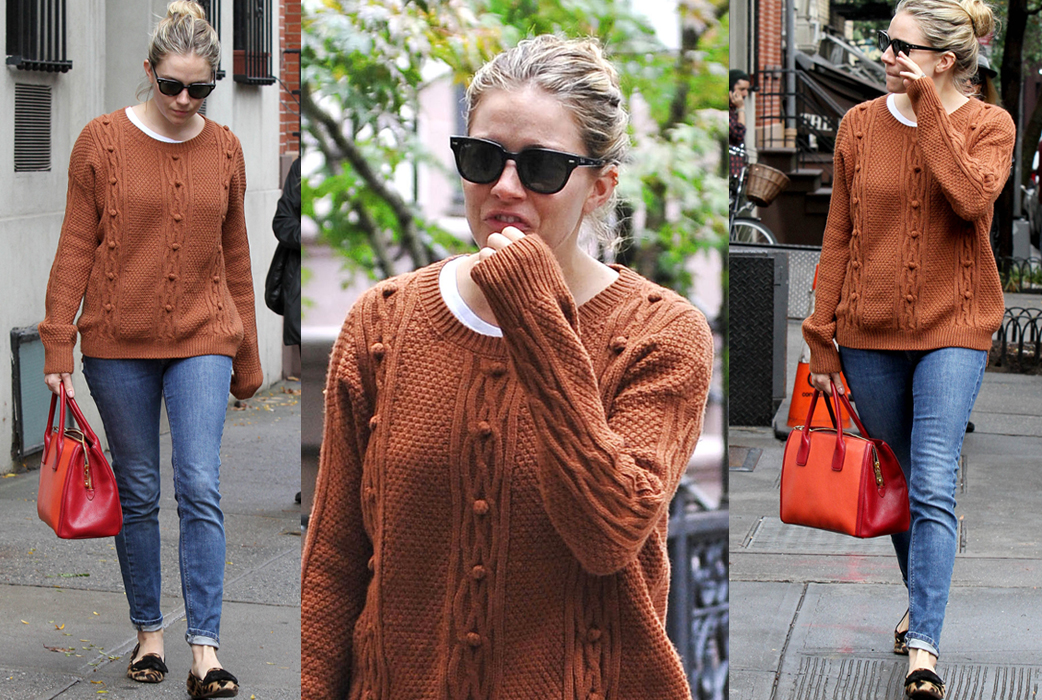 Sienna Miller kör sin Skärgårdsdoktorn-look. Sienna Miller kör sin Skärgårdsdoktorn-look.