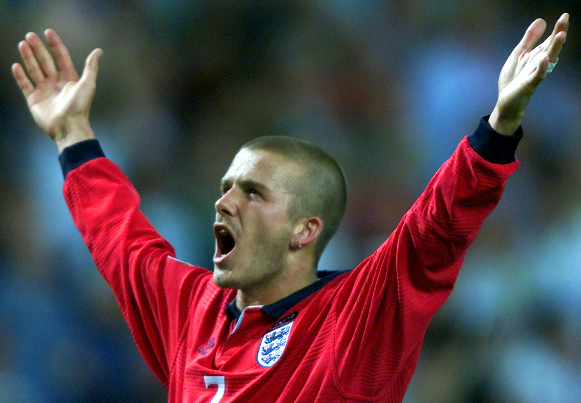 David Beckham under en fotbollsmatch. David Beckham under en fotbollsmatch.