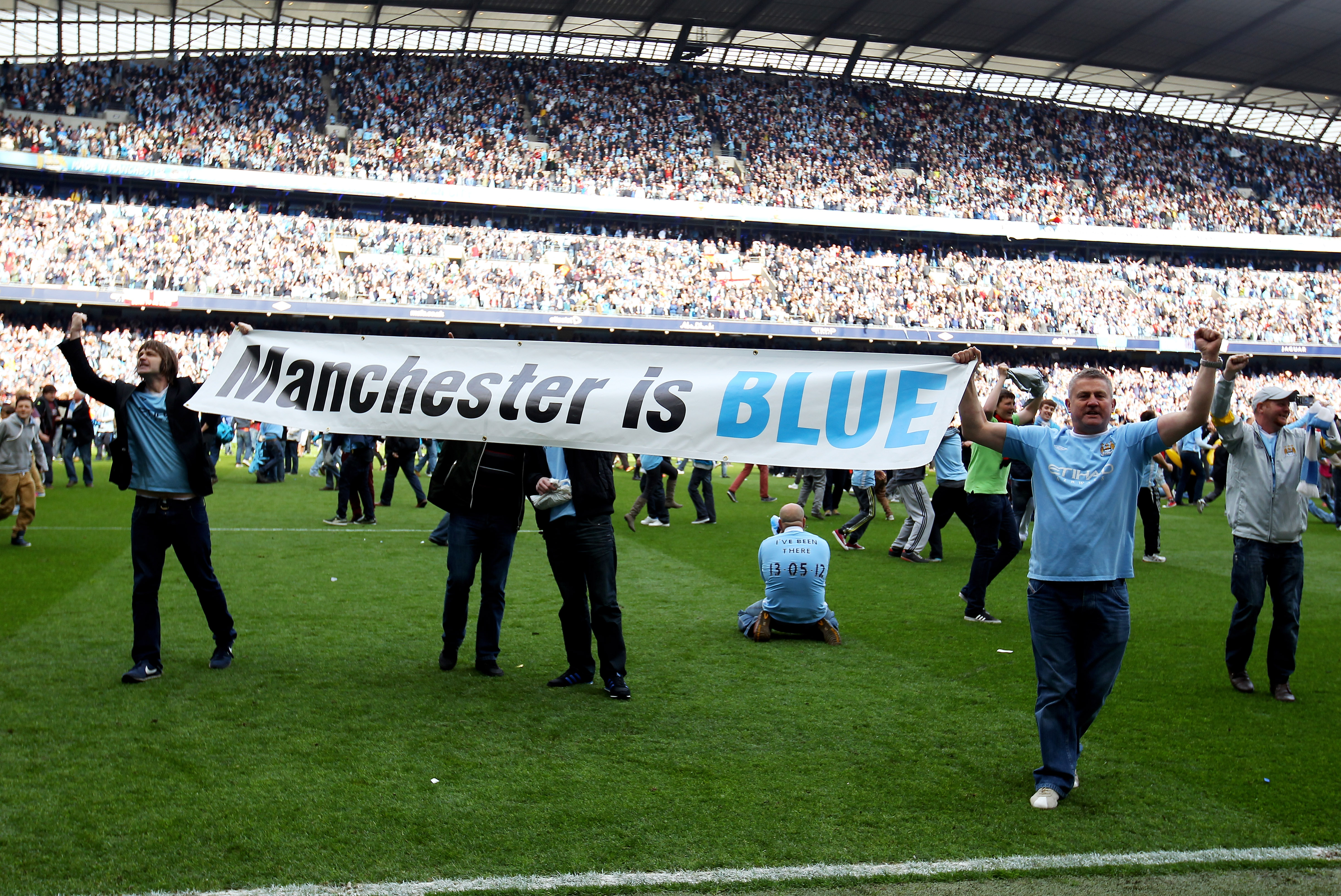 Fansen firade på Etihad Stadium. Fansen firade på Etihad Stadium.