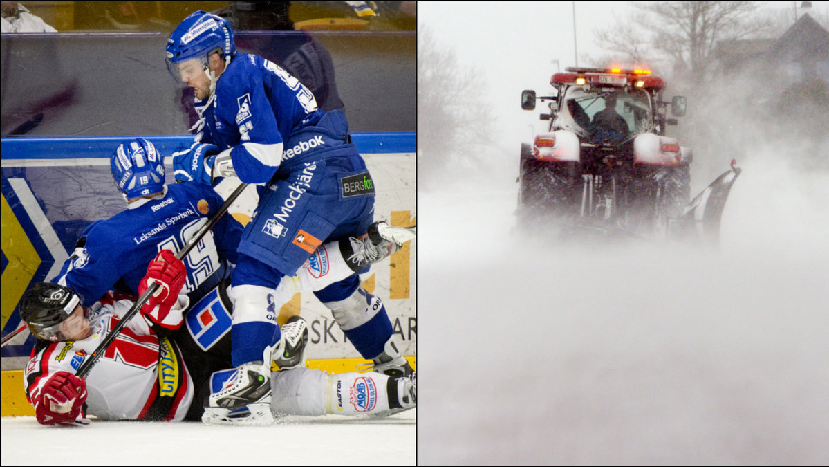 I Leksand tar man även traktorn till hockeymatchen. 