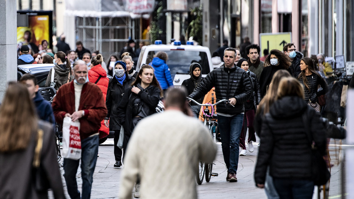 Populärt stadsvimmel på Ströget i centrala Köpenhamn. Arkivbild.