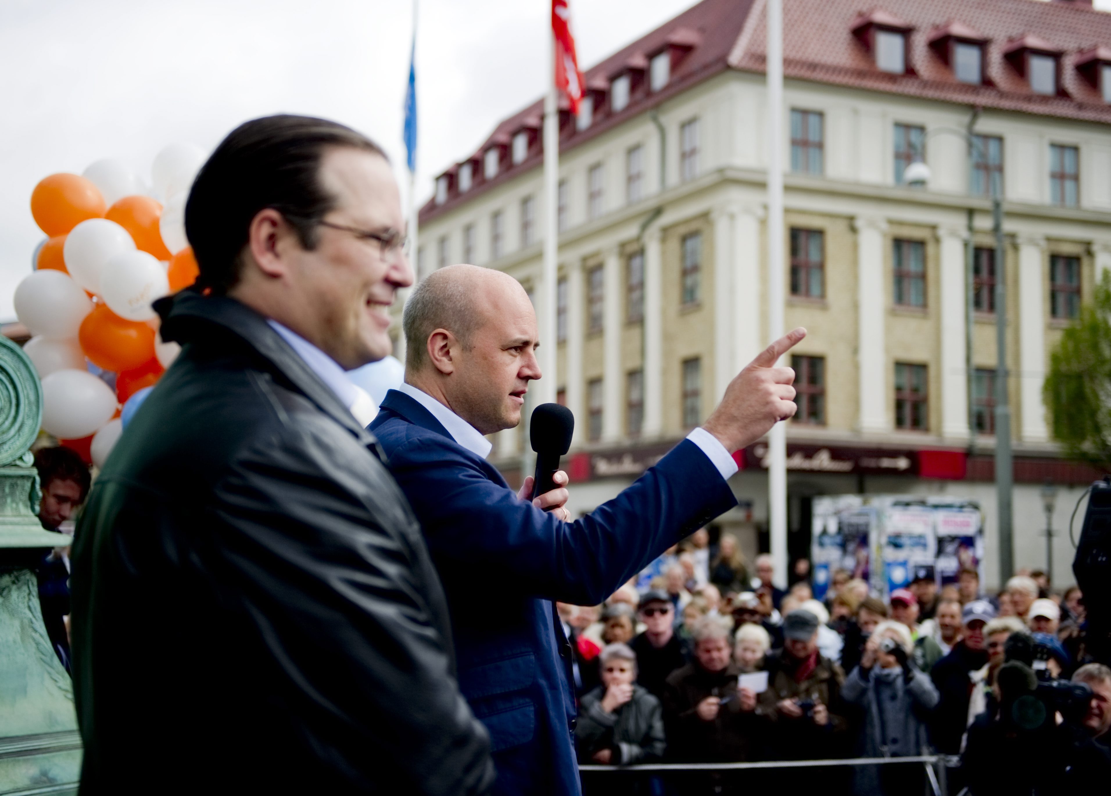 Statsminister Fredrik Reinfeldt och finansminister Anders Borg besökte Göteborg på torsdagen.