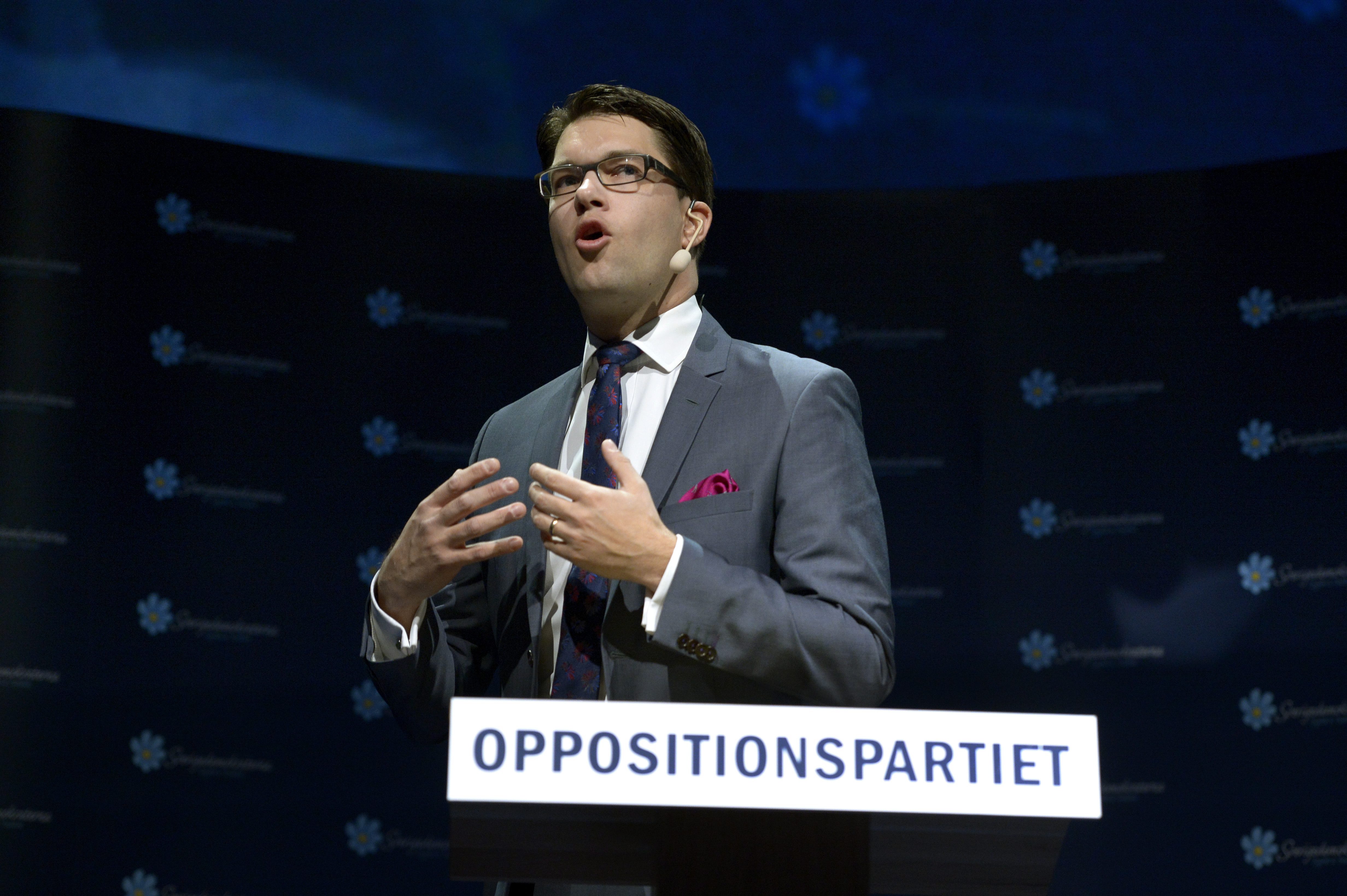 SD-ledaren på partiets landsdagar i Västerås.