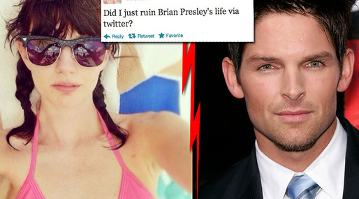 Twitter kan vara förödande för de som vill hålla låg profil eller vara diskreta vid sin otrohet. Fråga bara den gifta skådisen Brian Presley som under en flygresa tokflörtade med Melissa Stettens. Twitter kan vara förödande för de som vill hålla låg profil eller vara diskreta vid sin otrohet. Fråga bara den gifta skådisen Brian Presley som under en flygresa tokflörtade med Melissa Stettens.