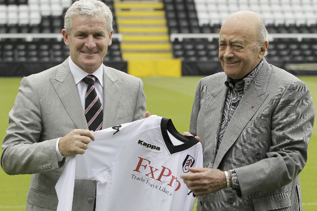 Hughes och Fulhams ägare Mohamed Al Fayed.