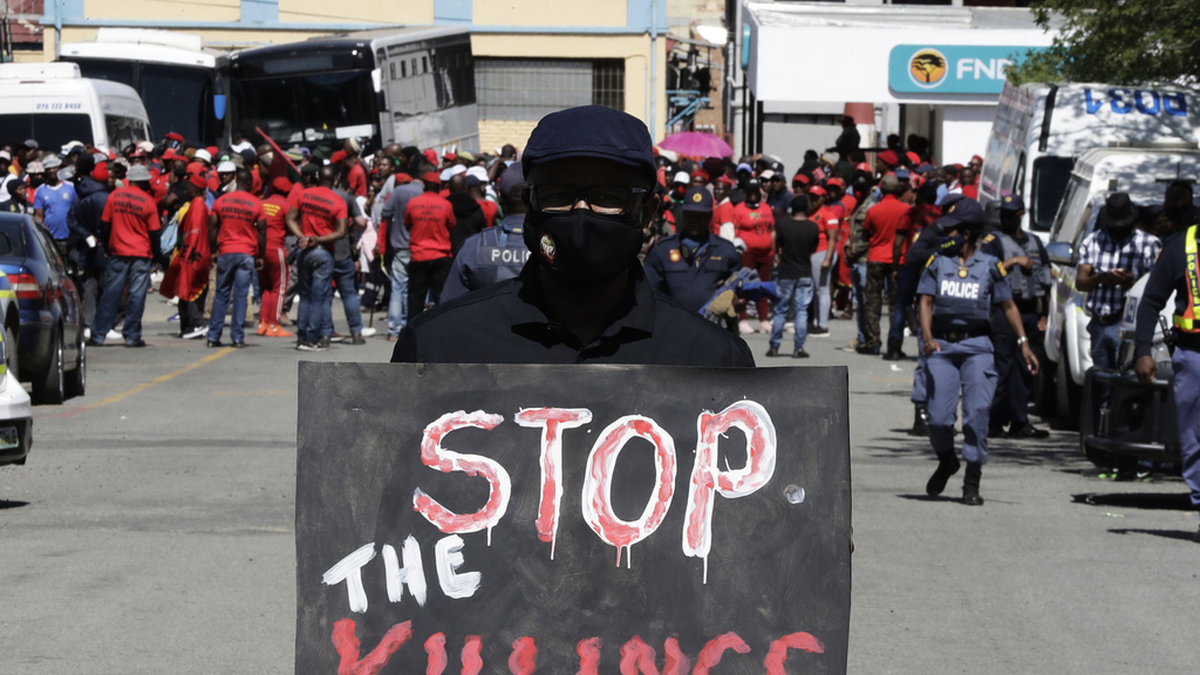 En protest mot en mordvåg i Sydafrika 2020. Arkivbild.