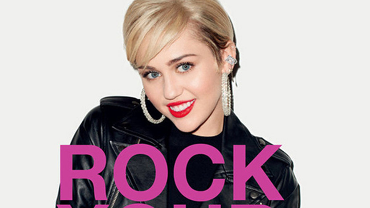 Miley Cyrus modellar strumpbyxor för det italienska märket Golden Lady.