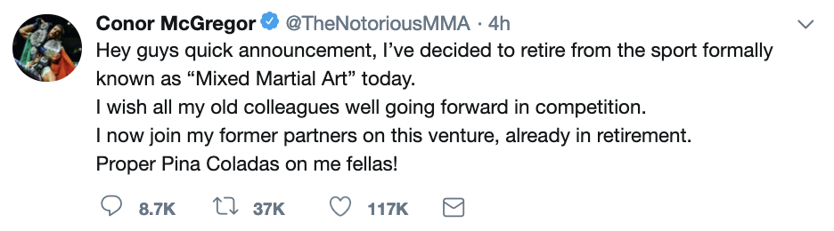 Conor McGregor tweet Conor McGregor tweet