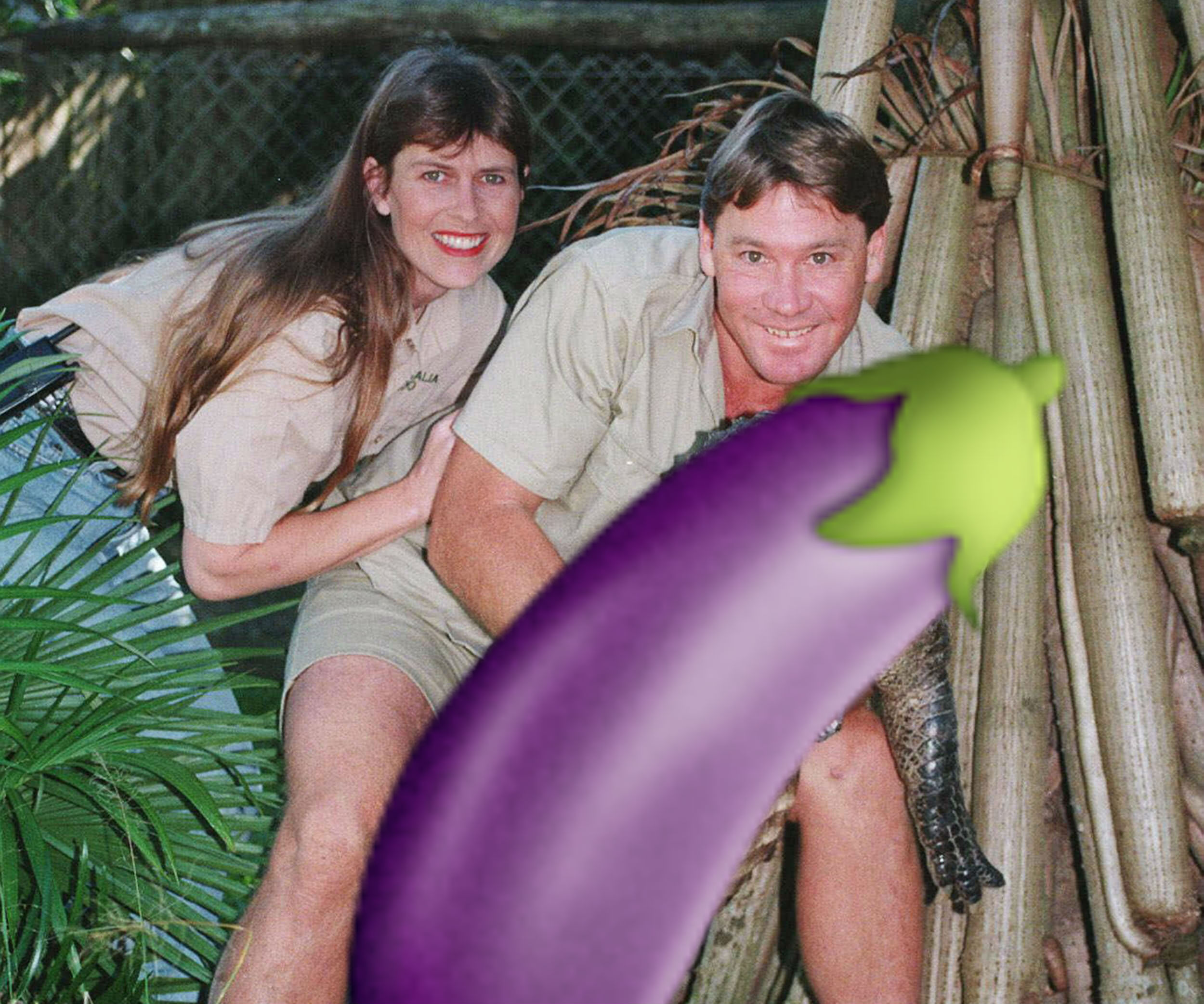 Steve Irwin håller på den här bilden i ett sådant djur. 