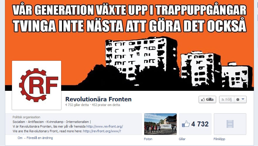 Revolutionära Frontens Facebooksida.