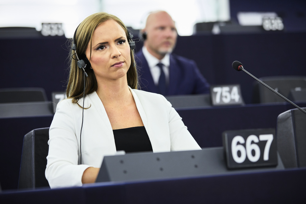 Kristdemokraternas Sara Skyttedal (KD) i EU-parlamentet 2019. Arkivbild.