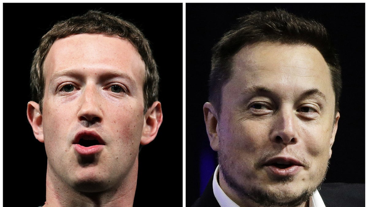 Metas vd Mark Zuckerberg (till vänster) och X-ägaren Elon Musk är två av världens rikaste män. Arkivbild.