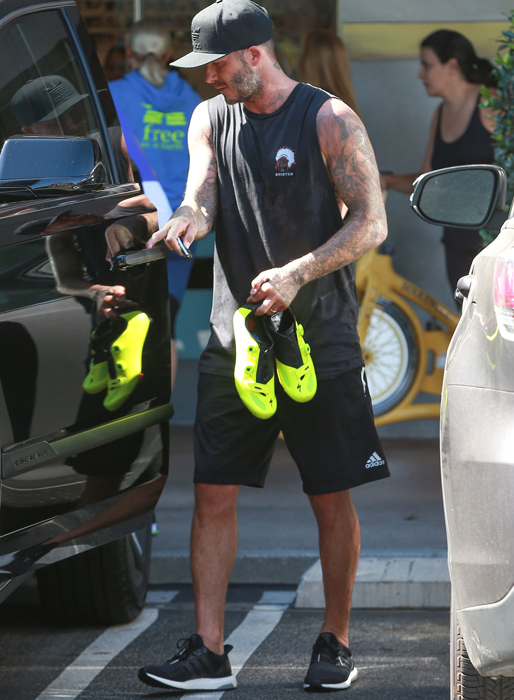 David Beckham lämnar sitt gym i Kalifornien. David Beckham lämnar sitt gym i Kalifornien.