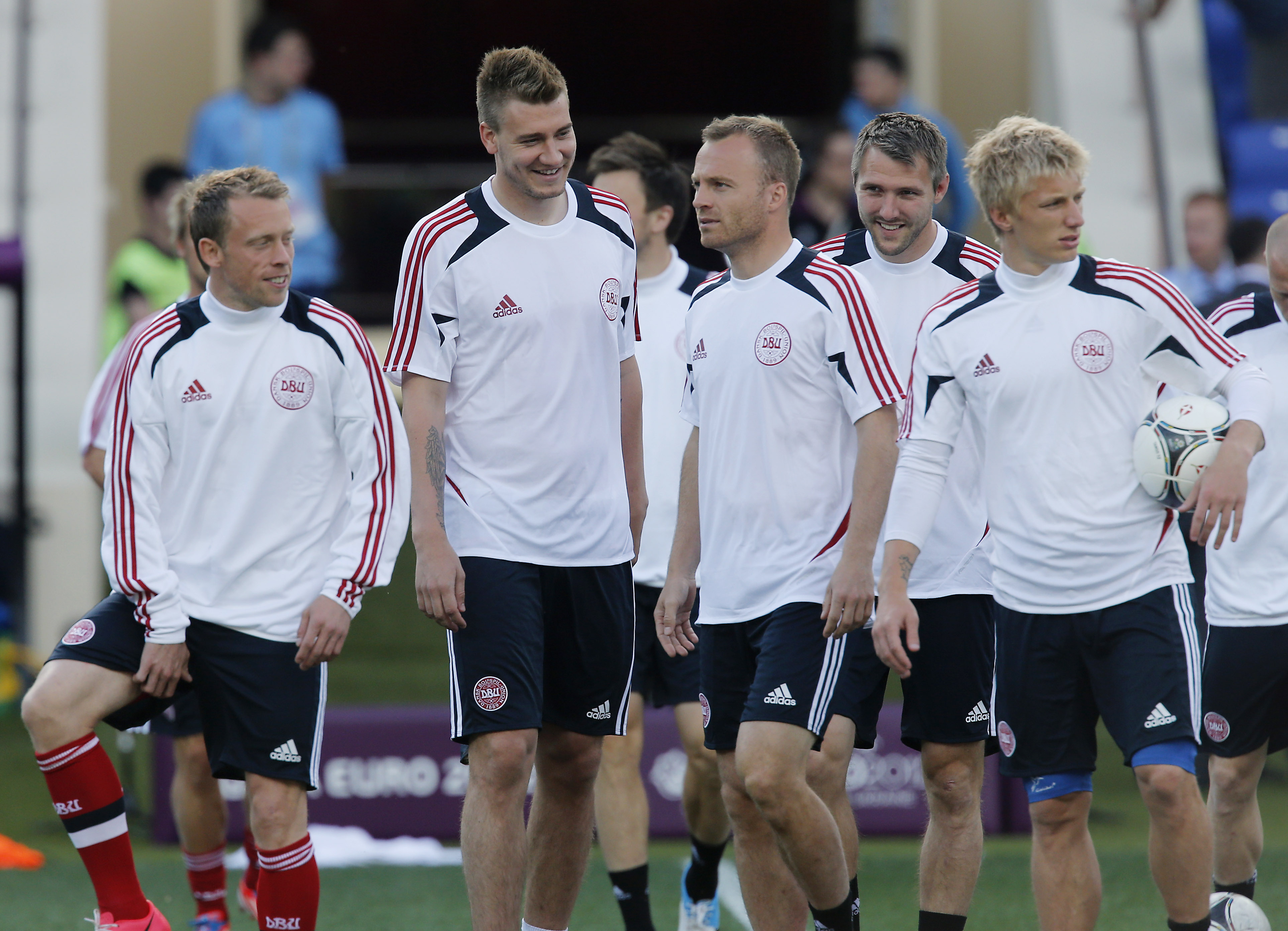 De danska spelarna dagen före match.