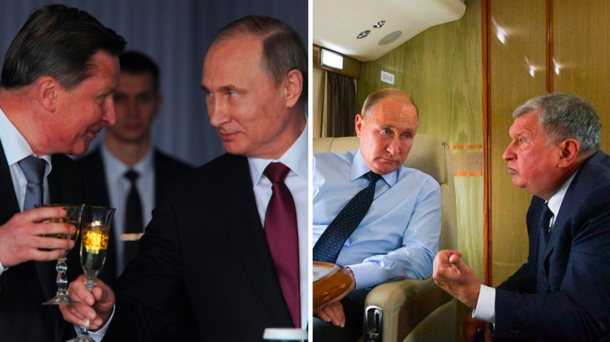 Vladimir Putin tillsammans med Sergej Ivanov och Igor Sechin. 
