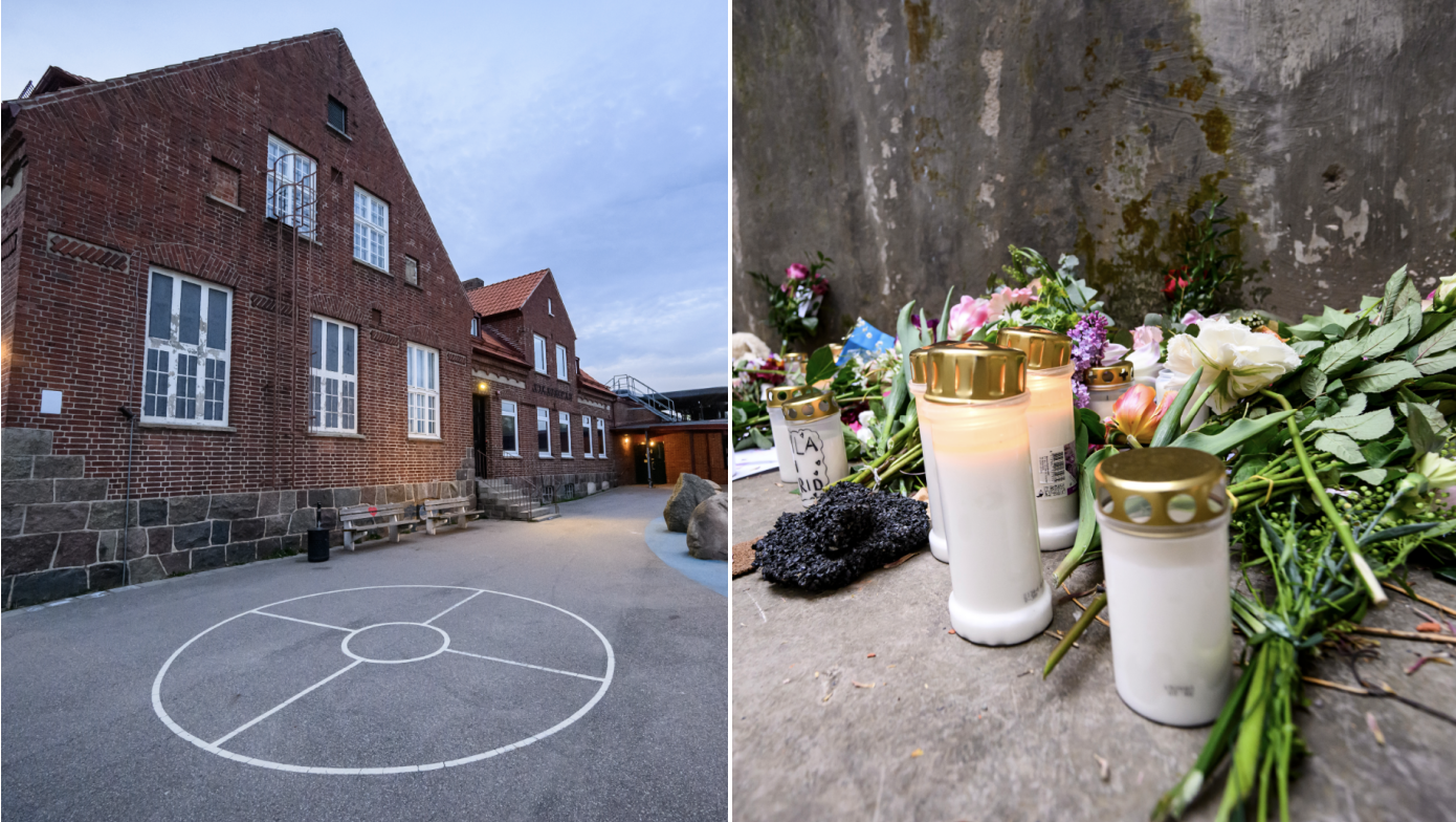 En tioårig flicka dog vid Kyrkskolan i Svedala på efter att ha fallit från ett 10 meter högt tak.