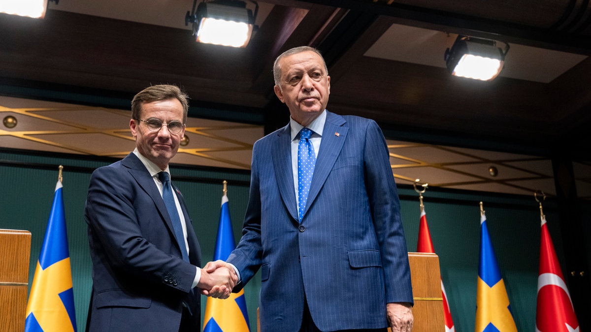 Statsminister Ulf Kristersson (M) och Turkiets president Recep Tayyip Erdogan i Ankara den 8 november.
