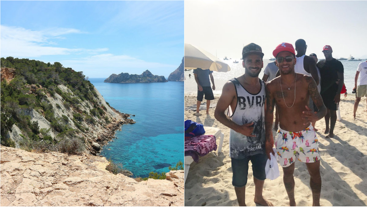 Neymar var en av de som valde att semestra på paradisön Ibiza.