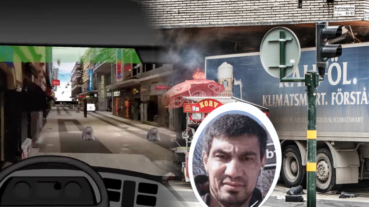 Polisens 3D-film/Rakhmat Akilov/Lastbilen efter den kraschat in i Åhléns