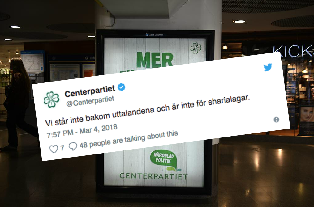 Centerpartiet uttalar sig på twitter Centerpartiet uttalar sig på twitter