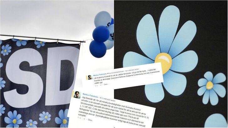 "Låt Araberna få betalt för att de våldtar feminister, så gör de lite nytta.... I toklandet Sverige är allt möjligt”, skrev SD-politikern Markus Palmheim i Avpixlats kommentarsfält. Även han fick lämna sina uppdrag. "Låt Araberna få betalt för att de våldtar feminister, så gör de lite nytta.... I toklandet Sverige är allt möjligt”, skrev SD-politikern Markus Palmheim i Avpixlats kommentarsfält. Även han fick lämna sina uppdrag.