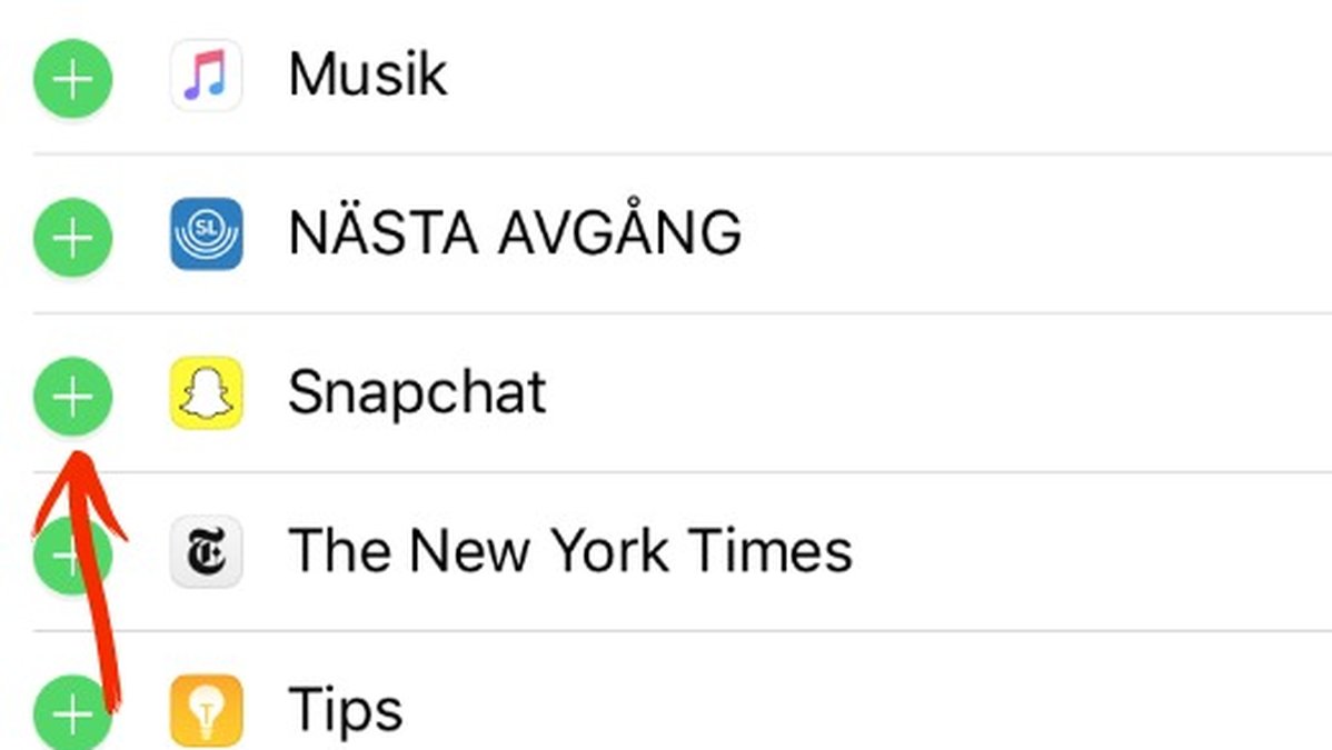 Du kan lägga till Snap på "hem-skärmen" på din iPhone.