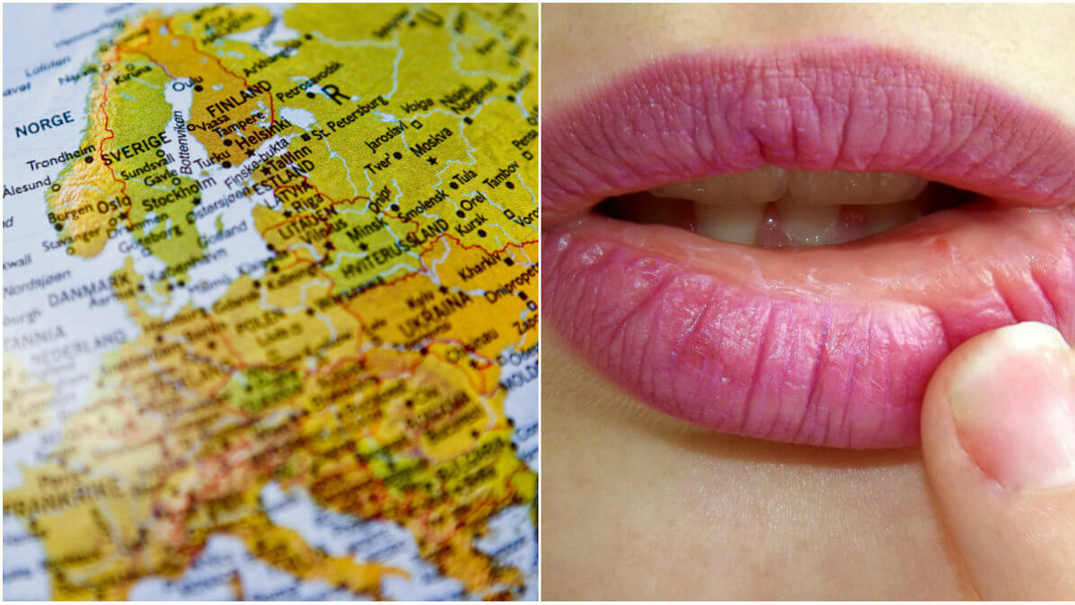 Europakarta och läppar. Sexigaste språket