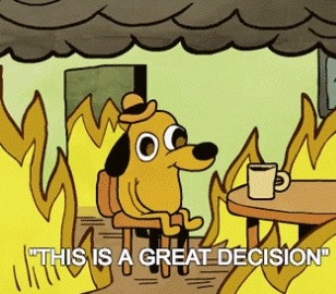 Giph, dog sitting in burning house Giph, dog sitting in burning house