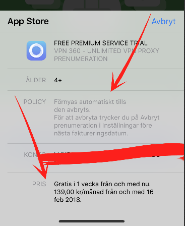 Appen VPN360 startar en prenumeration. Appen VPN360 startar en prenumeration.