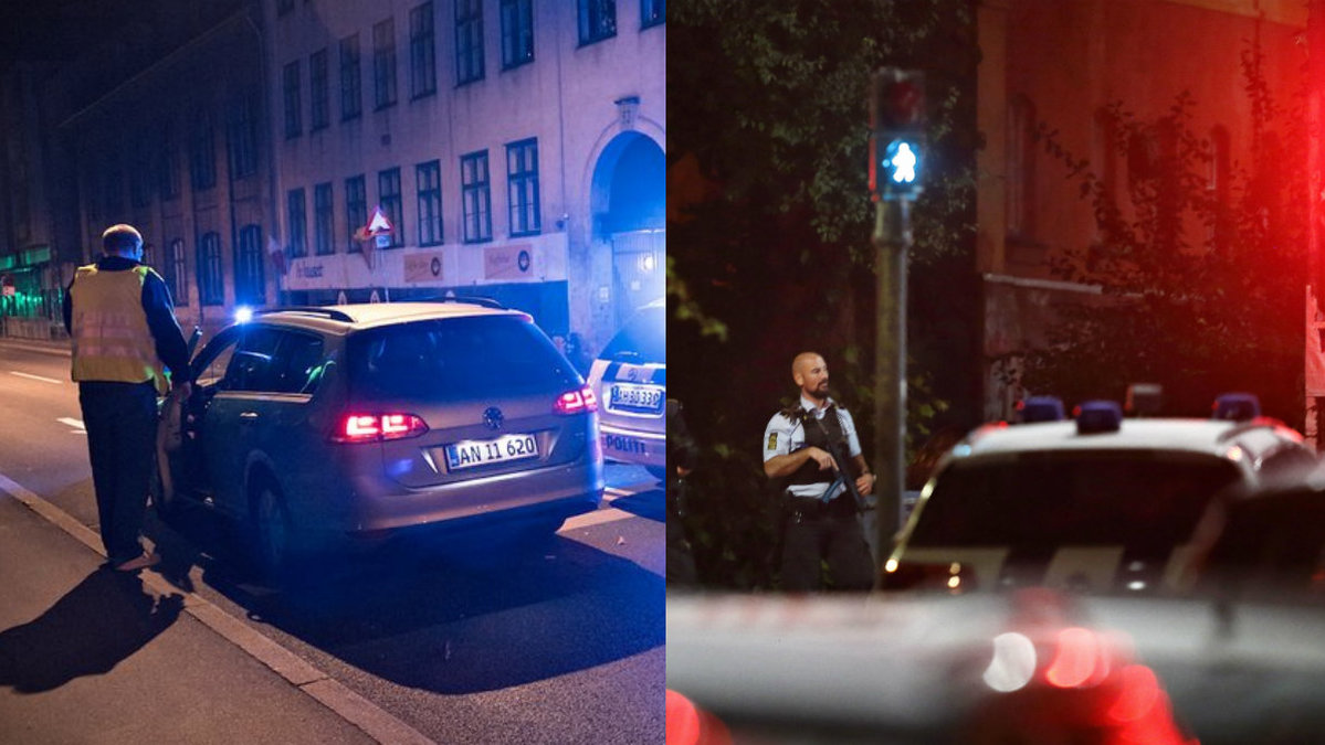 Under en rutinpatrull i Christiania, Köpenhamn, drog en man plötsligt vapen och sköt två personer.