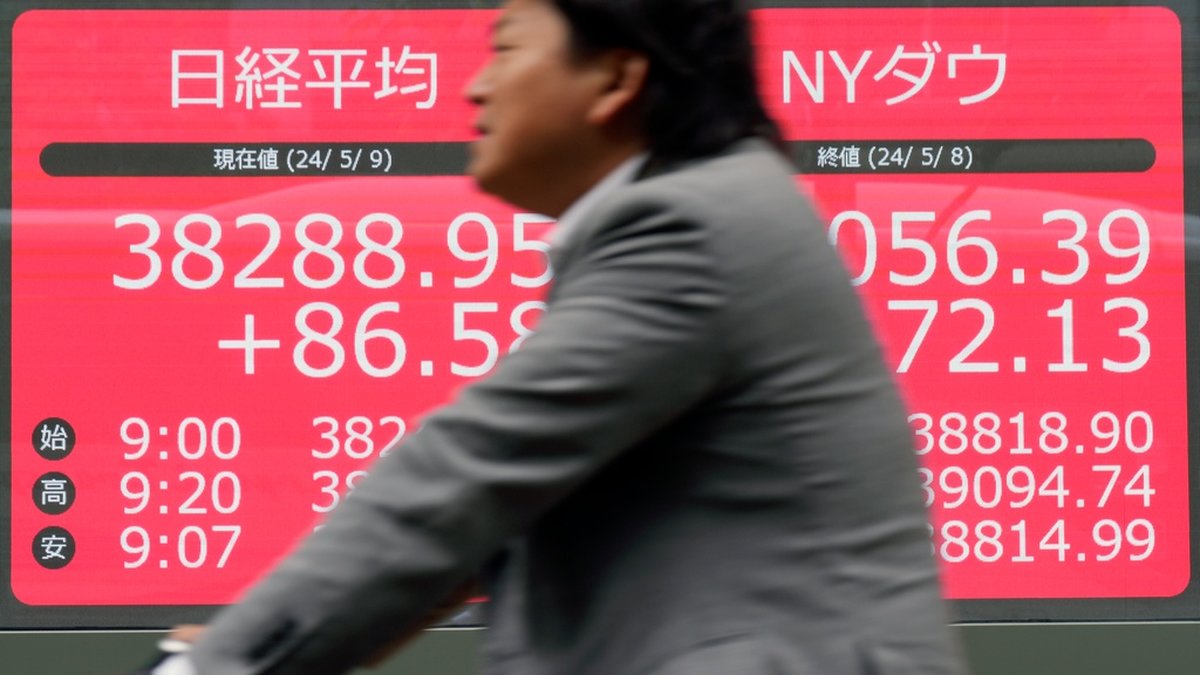 Tokyobörsen stiger. Bilden är tagen 9 maj.