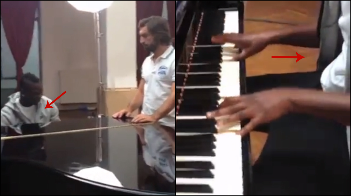 Här spelar Balotelli piano inför Andrea Pirlo – men är det egentligen han som spelar?