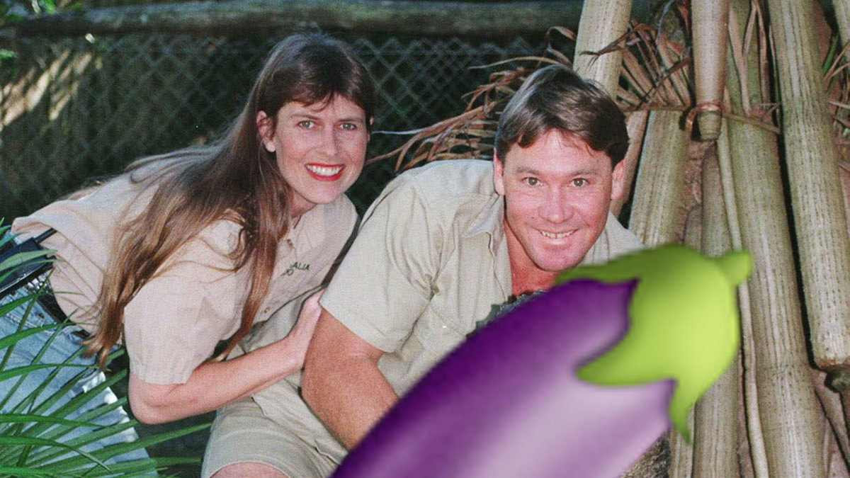 Steve Irwin håller på den här bilden i ett sådant djur. 