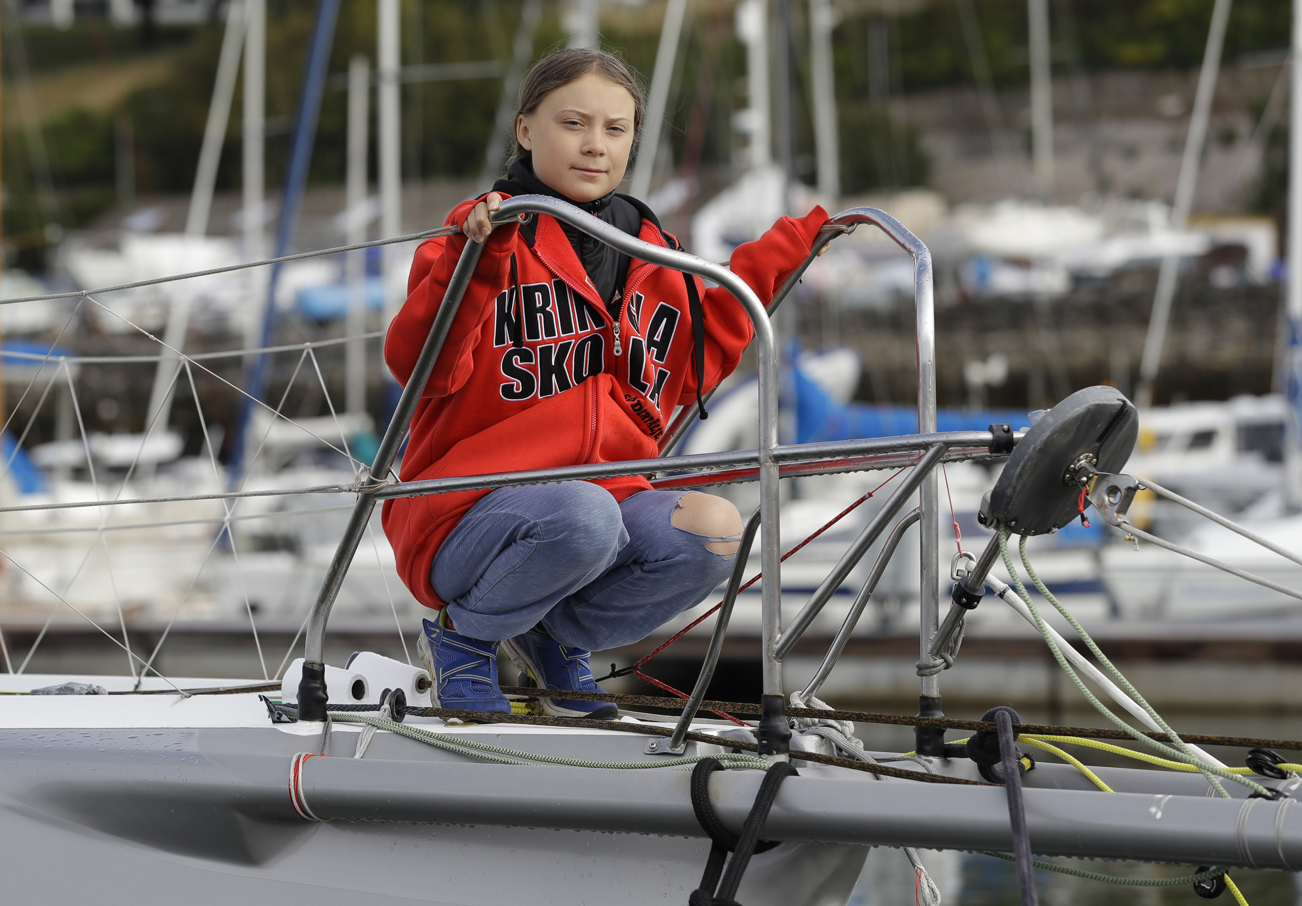 Greta Thunberg seglar från Storbritannien till USA. Greta Thunberg seglar från Storbritannien till USA.