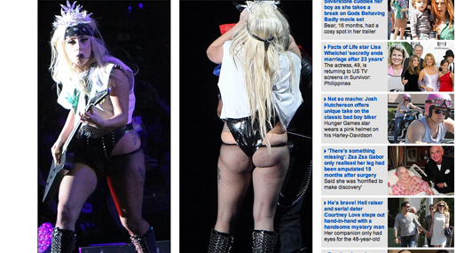 Så här såg det ut när Lady Gaga uppträdde i Amsterdam i måndags. Hon har lagt på sig ungefär 13 kilo.