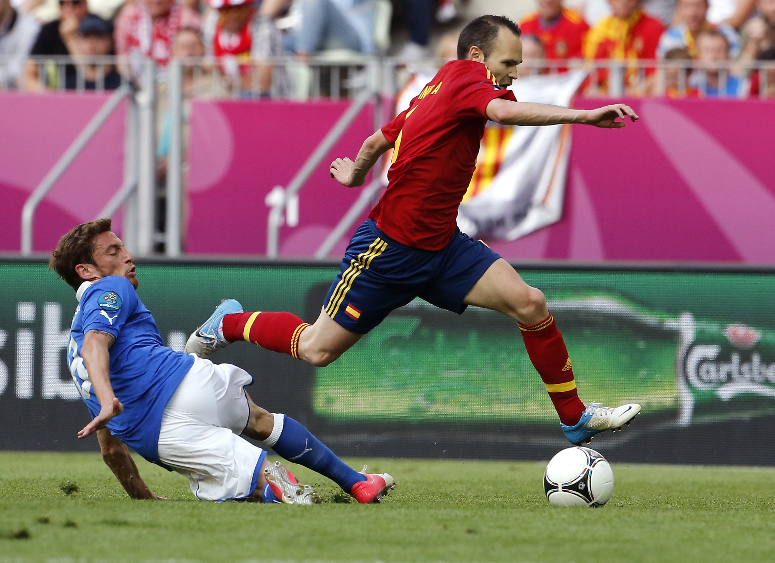 Andres Iniesta hade stundtals stor uppvisning mot Italien.
